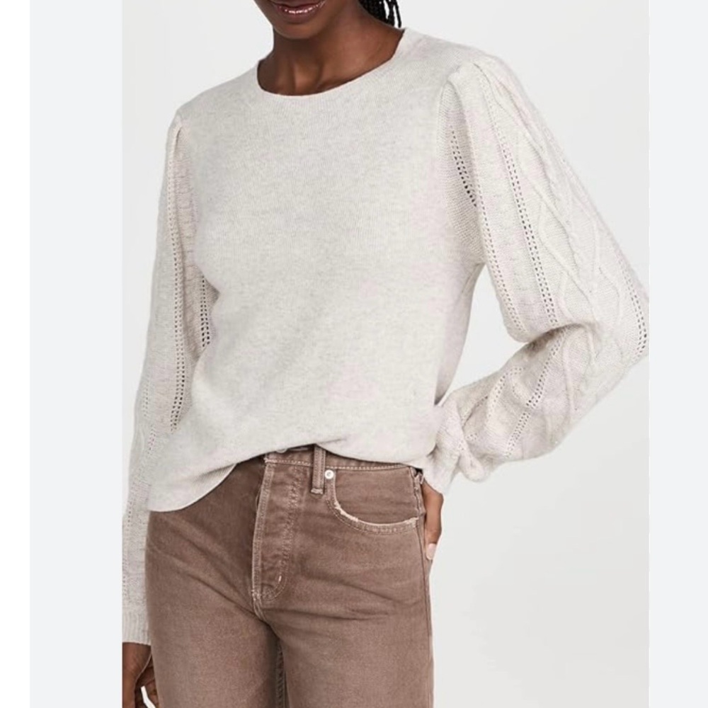 Splendid Crewneck Bubble Sleeves Pointelle Knit Cupid Sweater Size XL